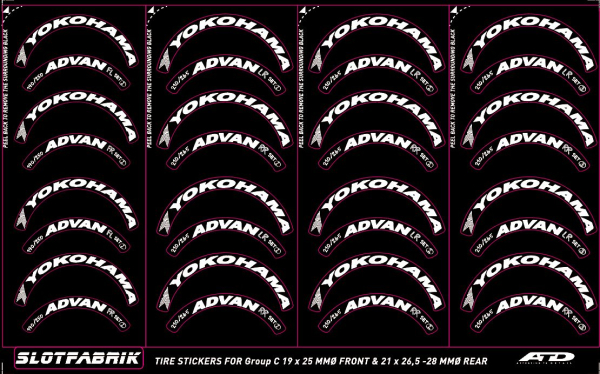 Tire / Reifen Decal Sticker Set YOKOHAMA ADVAN Scale 1:32